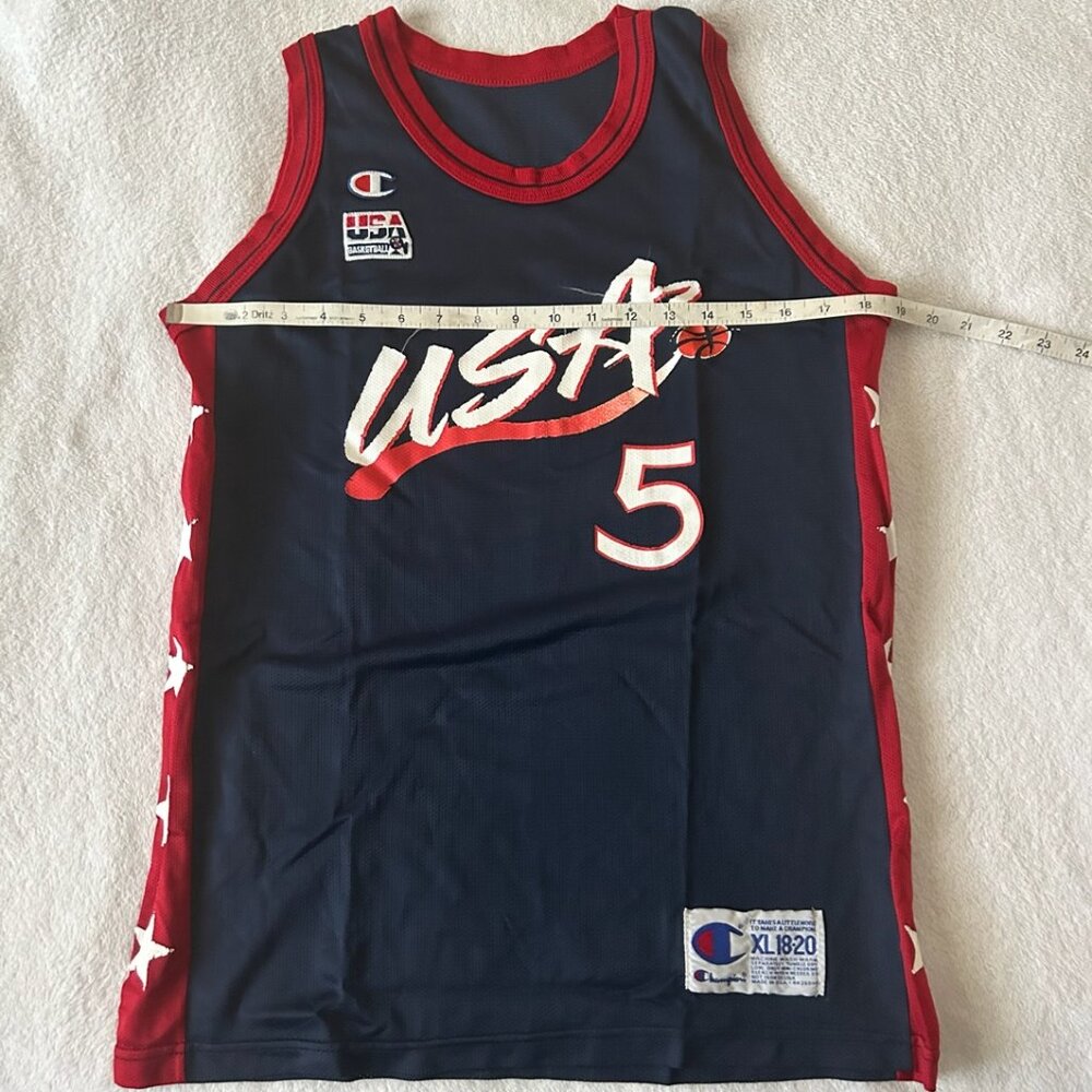 VINTAGE NBA Team USA Jersey #5 Grant Hill Blue and Red Size M